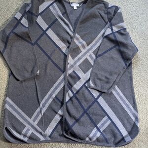 🩶Charter Club Gray and Blue Plaid Women's Cardigan 3XL